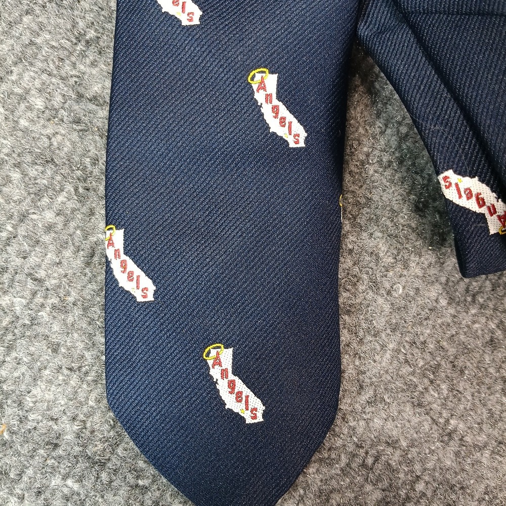 Vintage California Angels Neck Tie Mens One Size Blue MLB Baseball Cervantes 80s - Picture 2 of 4